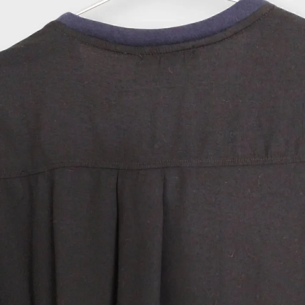 Lane Bryant Womens Top Sz 14-16 Long Ruffle Sleeves Navy Black Pullover Bohemian